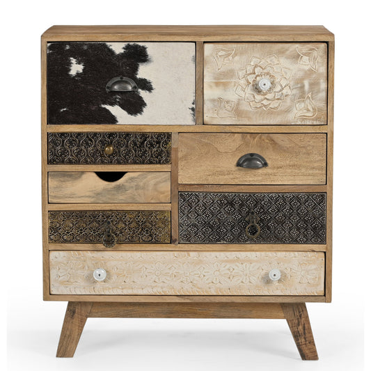 Linden Cowhide and Mango Wood Cabinet 70cm