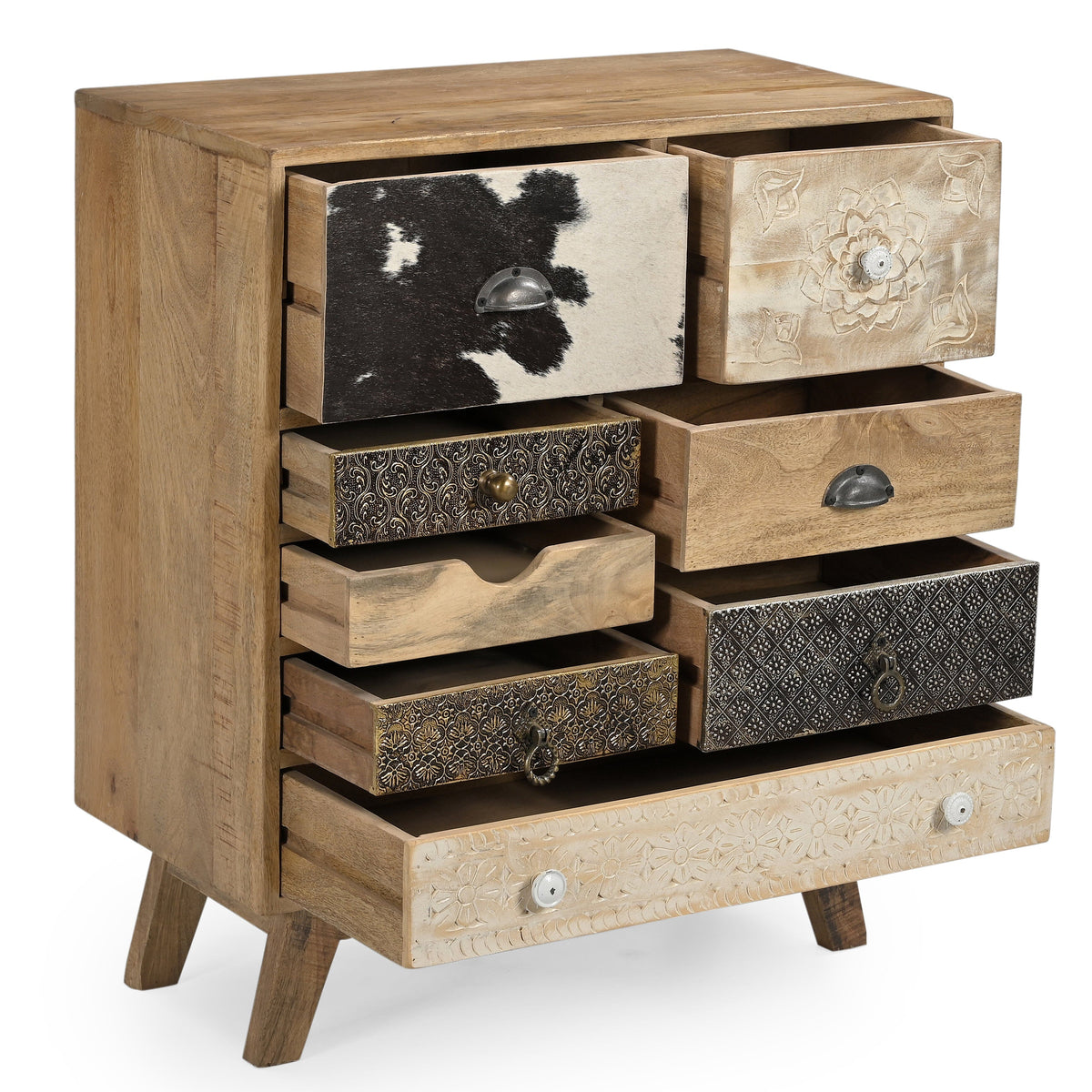 Linden Cowhide and Mango Wood Cabinet 70cm