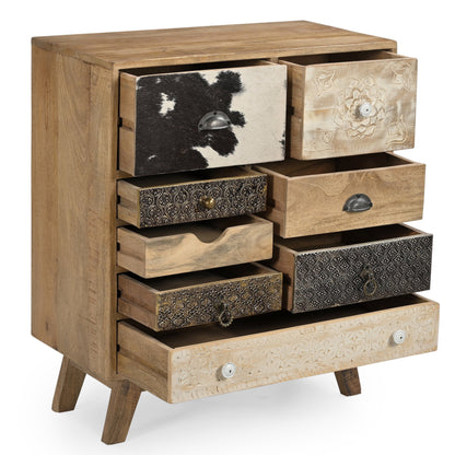 Linden Cowhide and Mango Wood Cabinet 70cm
