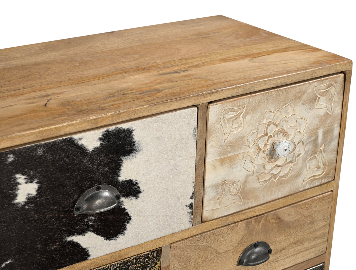 Linden Cowhide and Mango Wood Cabinet 70cm