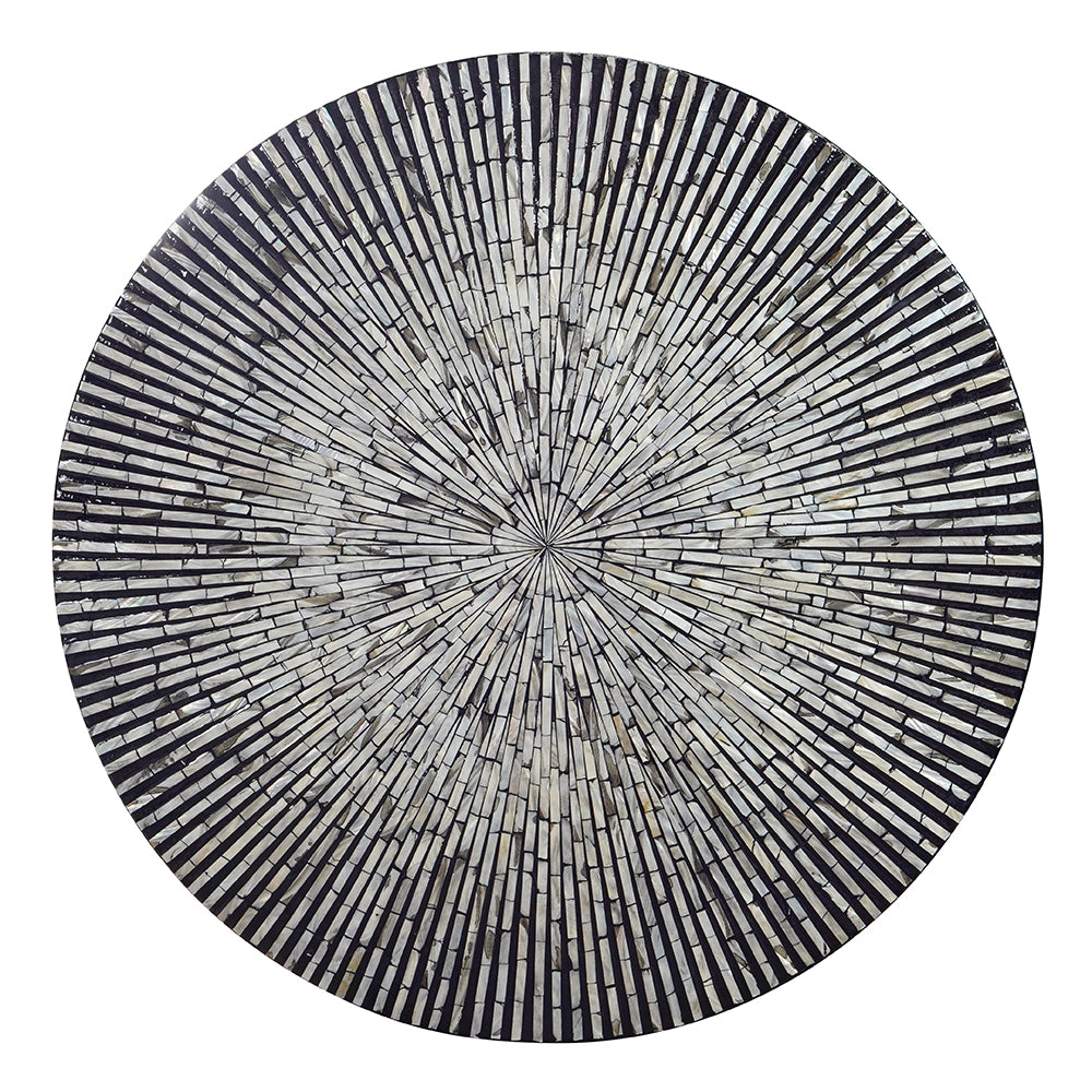 Lisette Round Black and White Shell Inlay Coffee Table 92cm