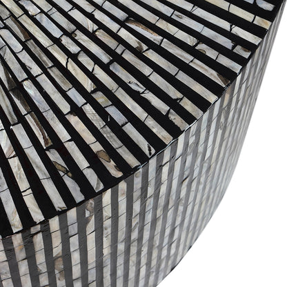 Lisette Round Black and White Shell Inlay Coffee Table 92cm