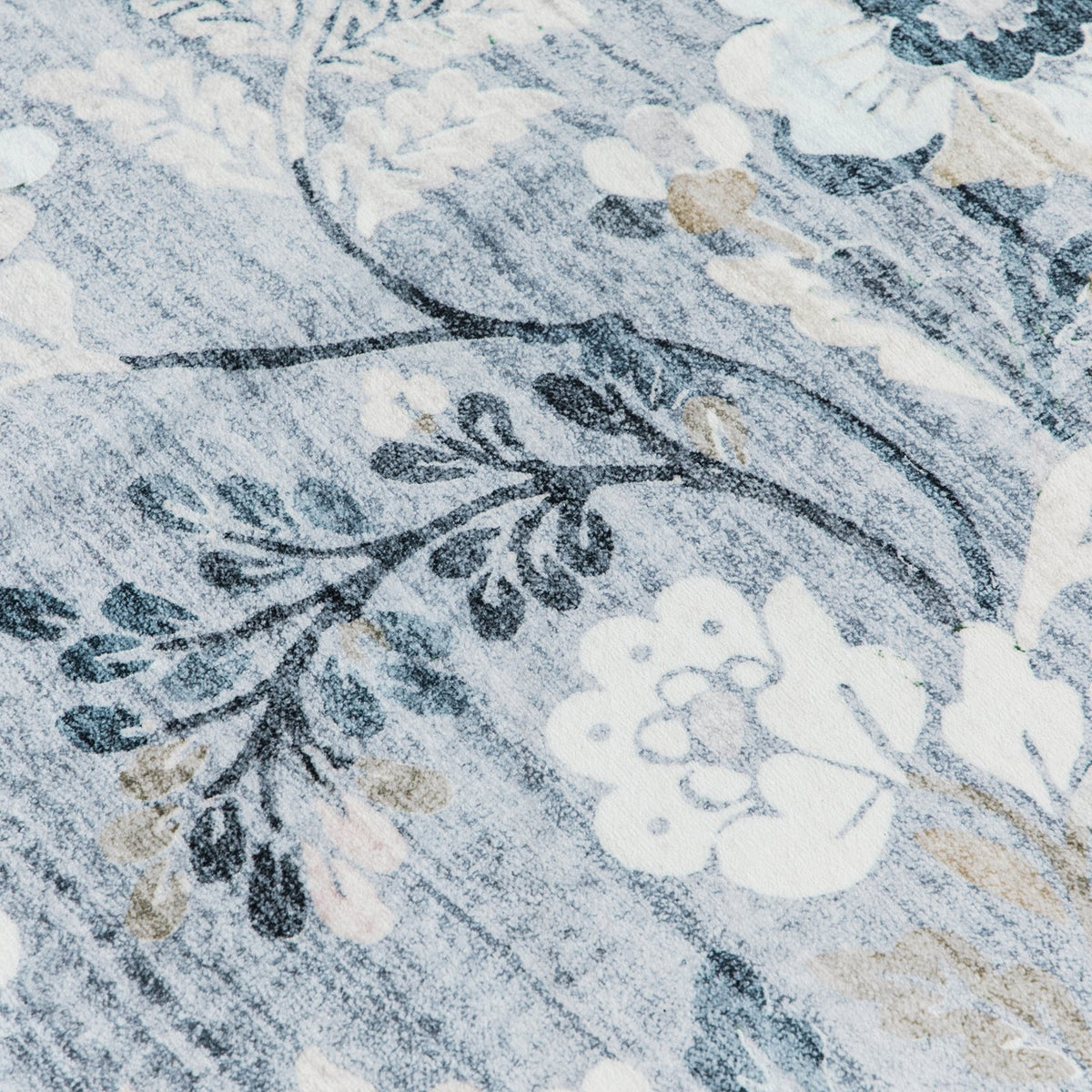 Lizzie Botanical Washable Rug - Sky Blue