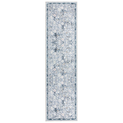 Lizzie Botanical Washable Rug - Sky Blue