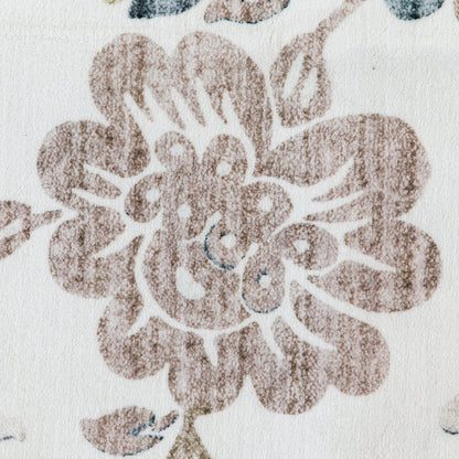 Lizzie Floral Washable Rug - Mint & Ivory