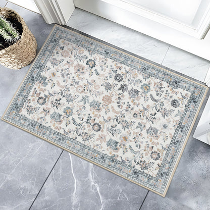 Lizzie Floral Washable Rug - Mint & Ivory