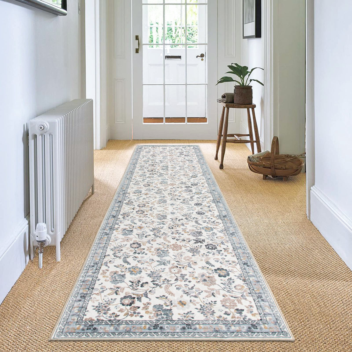 Lizzie Floral Washable Rug - Mint & Ivory