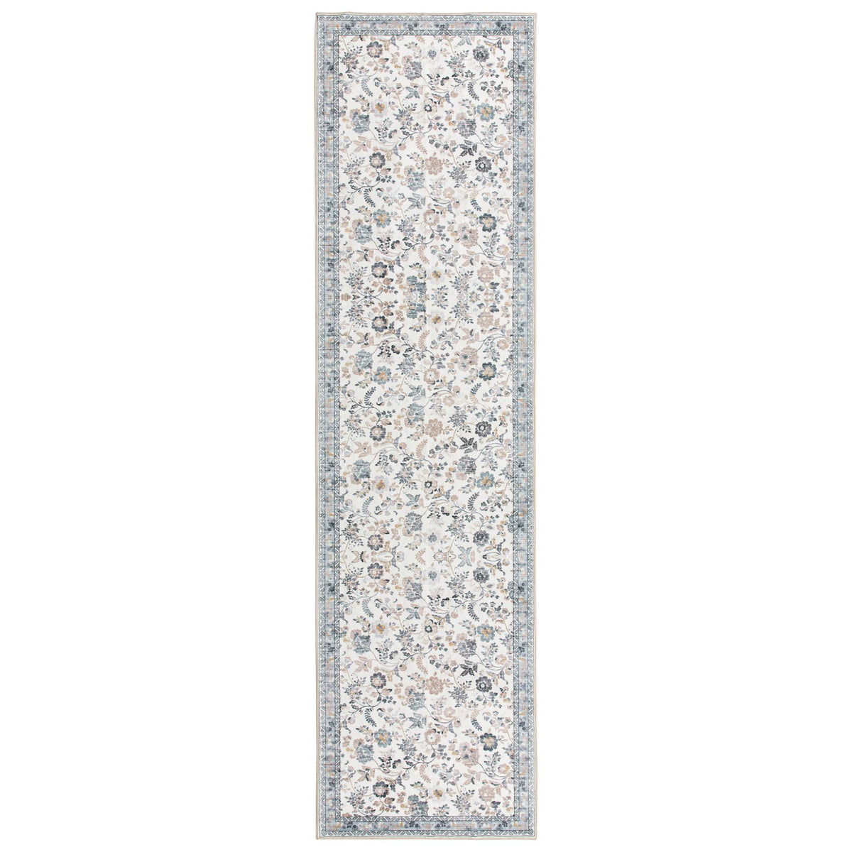 Lizzie Floral Washable Rug - Mint & Ivory