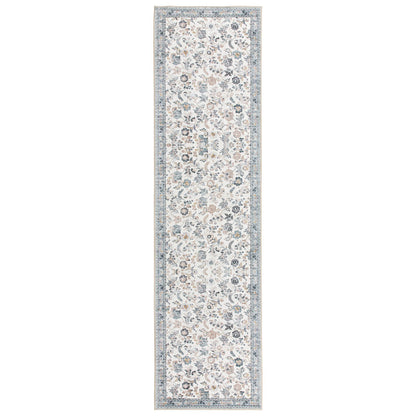Lizzie Floral Washable Rug - Mint & Ivory