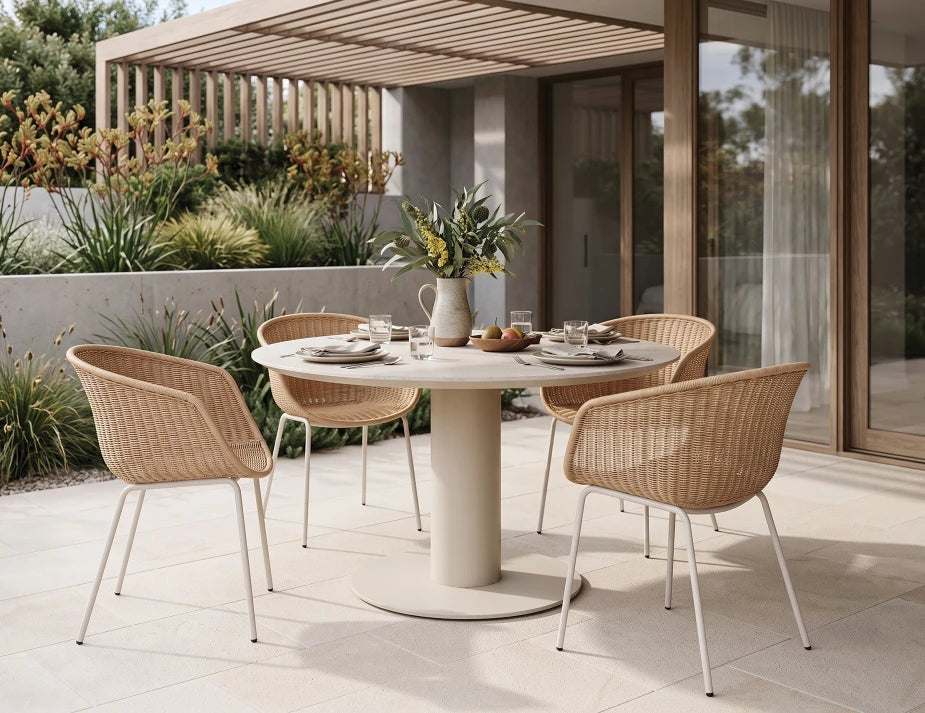 Loma Dining Table Latte 120cm - Outdoor - Dune Ceramic Top
