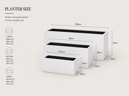 Luxury Rectangular Trough Planter Set of 3 | Matt White | Premium Pot Range