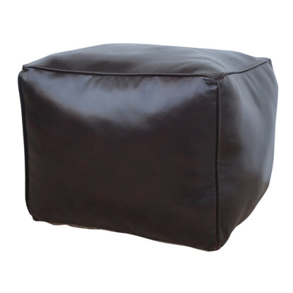 Mabel Chocolate Leather Square Ottoman 45cm
