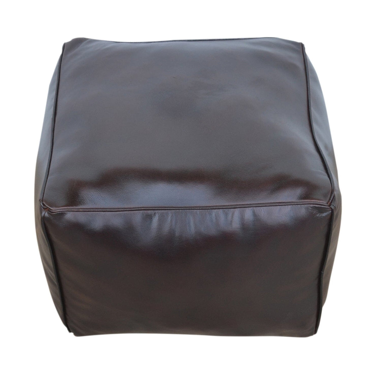 Mabel Chocolate Leather Square Ottoman 45cm