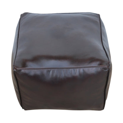 Mabel Chocolate Leather Square Ottoman 45cm