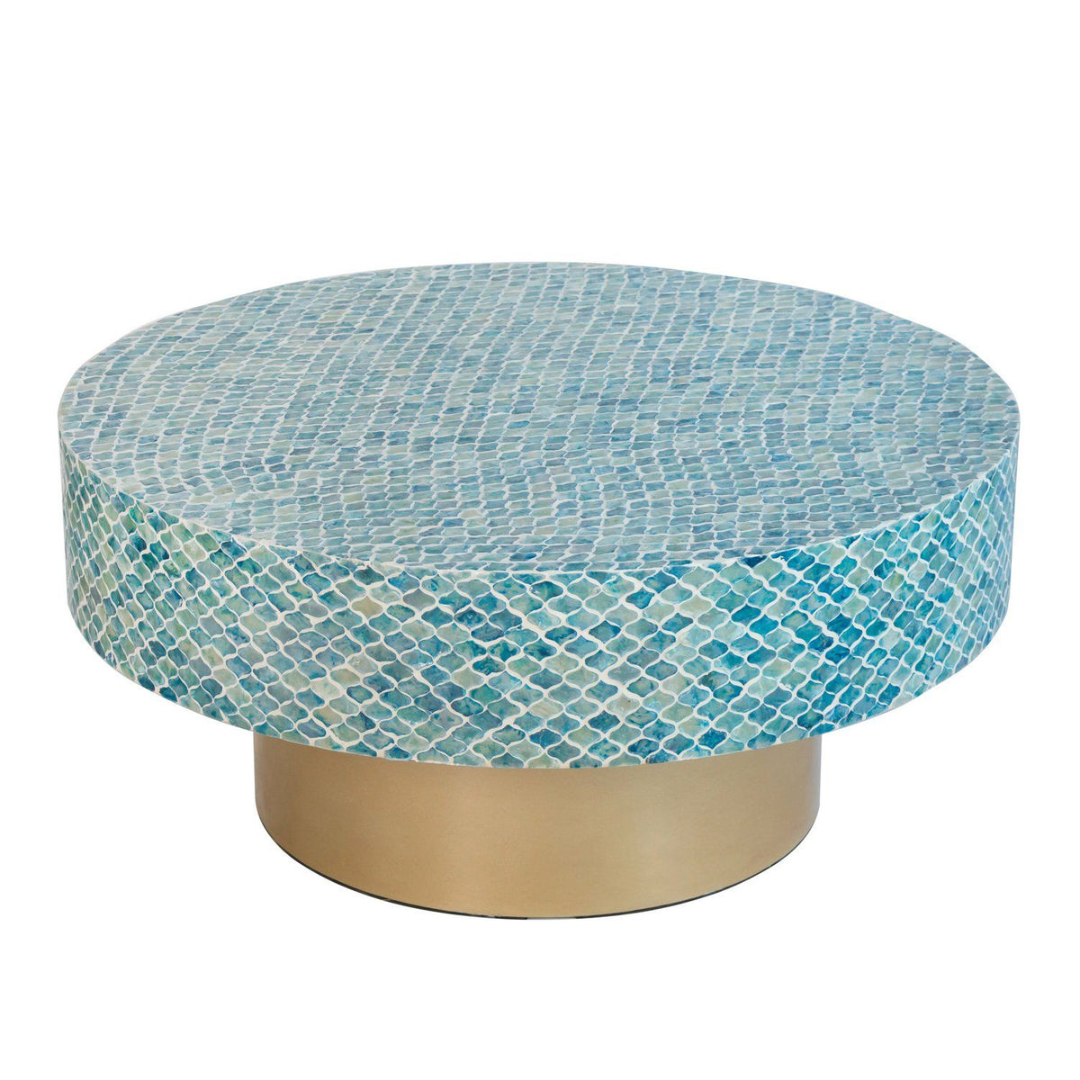 Marina Blue Shell Inlay Coffee Table 90cm
