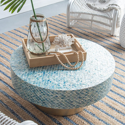 Marina Blue Shell Inlay Coffee Table 90cm