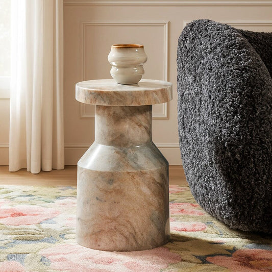 Marisol Toronto Marble Pedestal Side Table 27cm