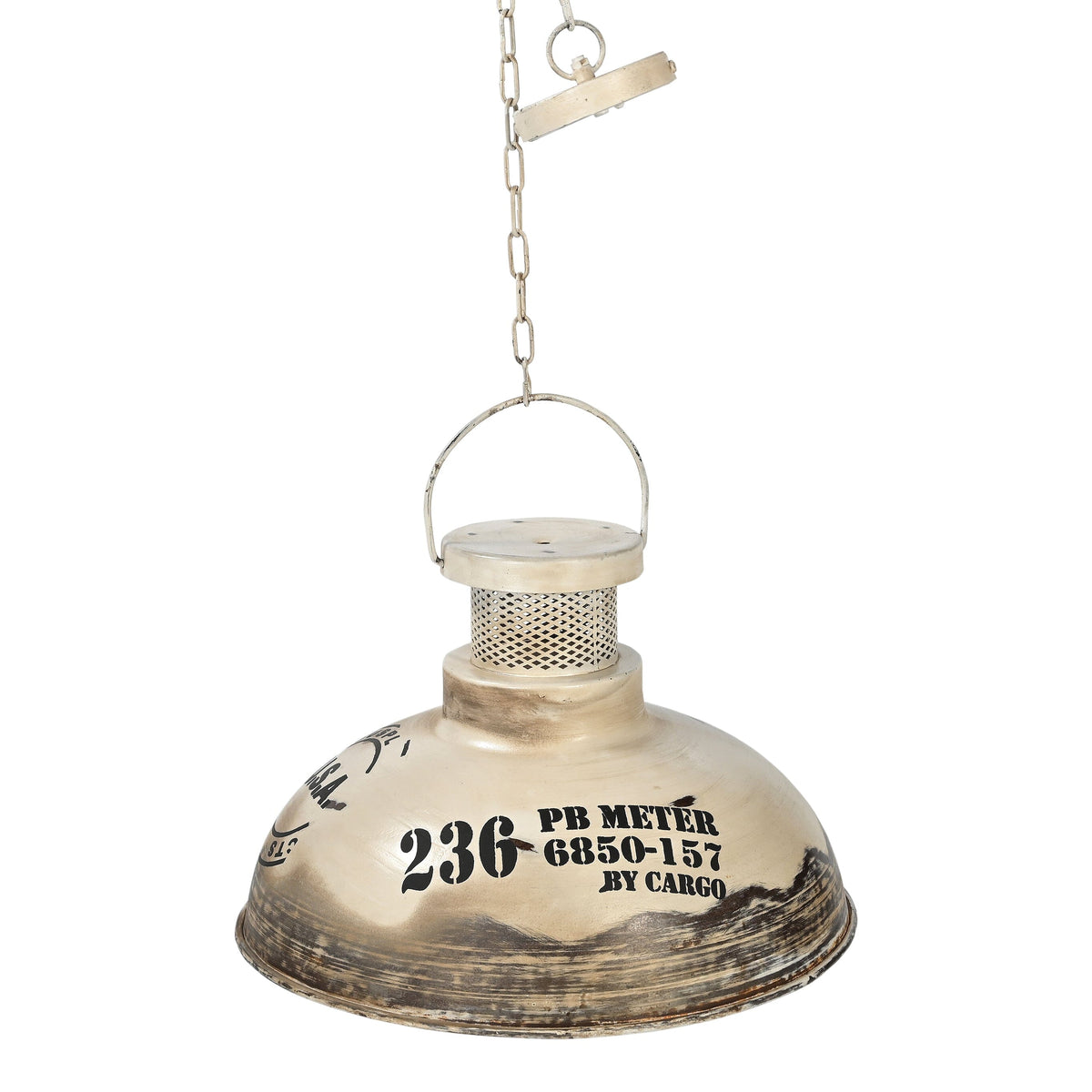 Marlow Washed Iron Industrial Pendant Light 53cm