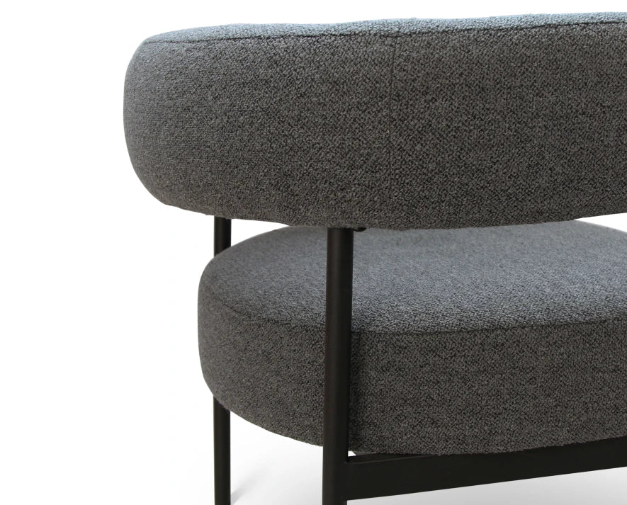 Marlowe Occasional Chair - Black Legs - Stone Grey Fabric