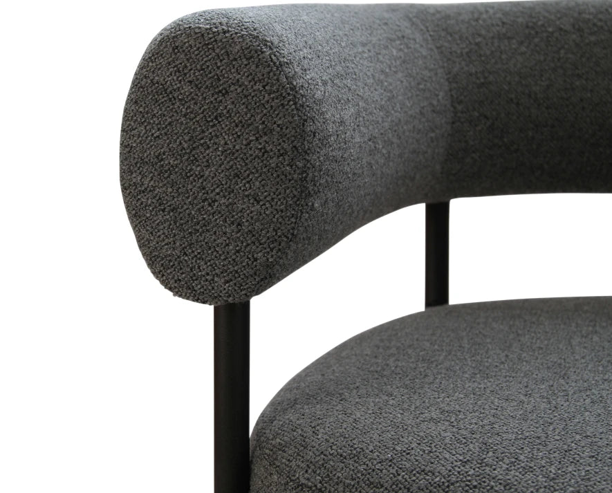 Marlowe Occasional Chair - Black Legs - Stone Grey Fabric
