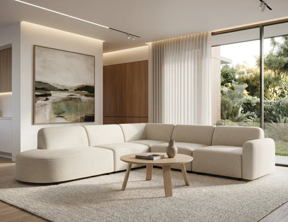 Atticus Modular Sofa - Config J or K Curved Open End - Ivory Cream