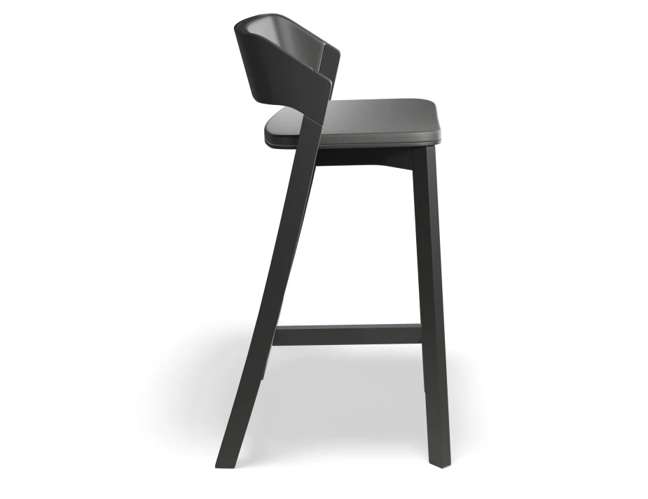 Merano Kitchen Stool - Black Stained - Black Pad - by TON