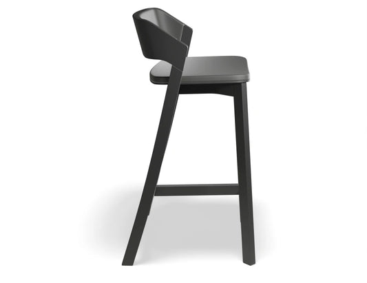 Merano Kitchen Stool - Black Stained - Black Pad - by TON