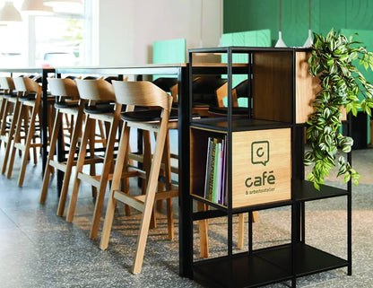 Merano Stool - Natural Oak - Black Pad - by TON