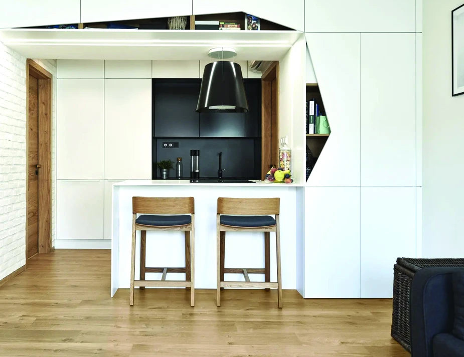 Merano Stool - Natural Oak - Black Pad - by TON