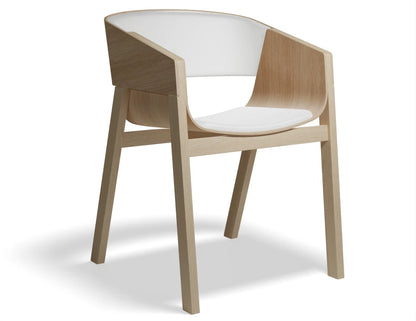 Merano Armchair - Natural Oak - Upholstered Seat and Back - White - by TON