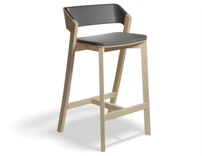 Merano Stool - Natural Oak - Black Pad - by TON