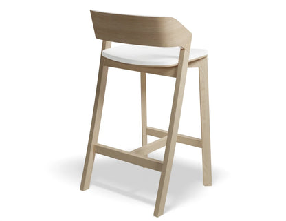 Merano Stool - Natural Oak - White Pad - by TON