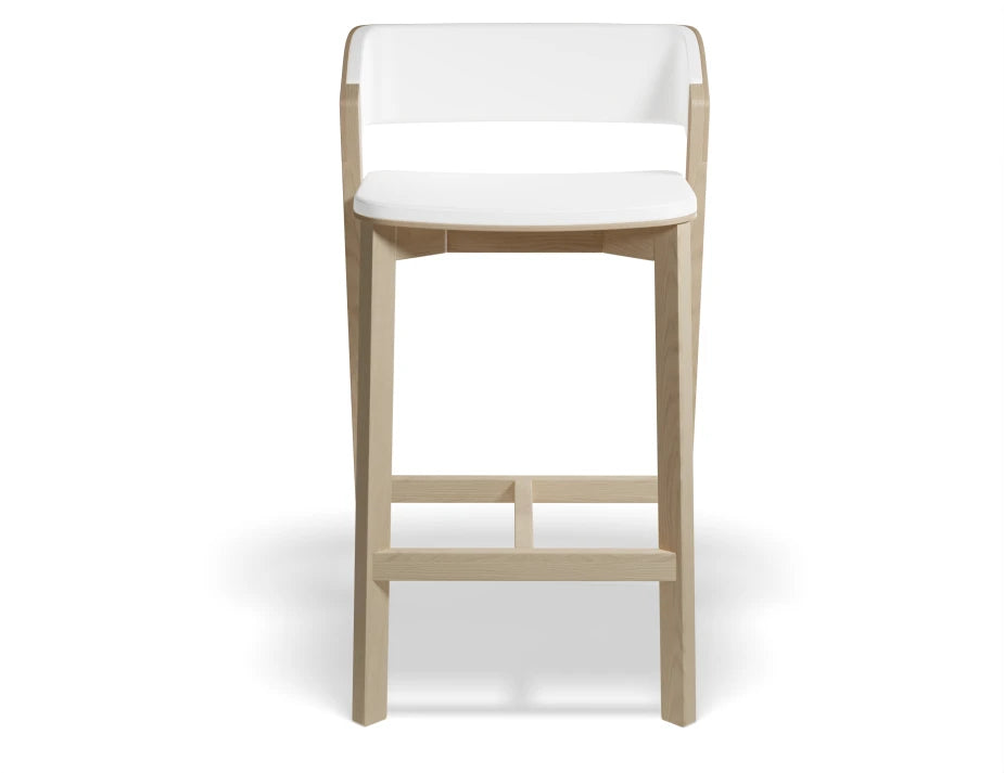 Merano Stool - Natural Oak - White Pad - by TON