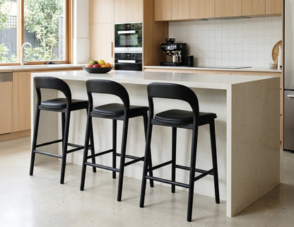 Mia Stool - Black - Upholstered