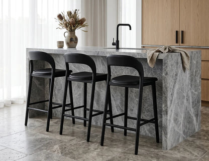 Mia Stool - Black - Upholstered