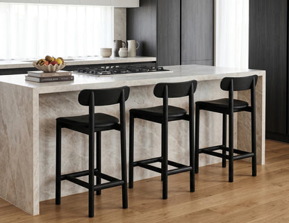 Zara Stool - Black - Upholstered