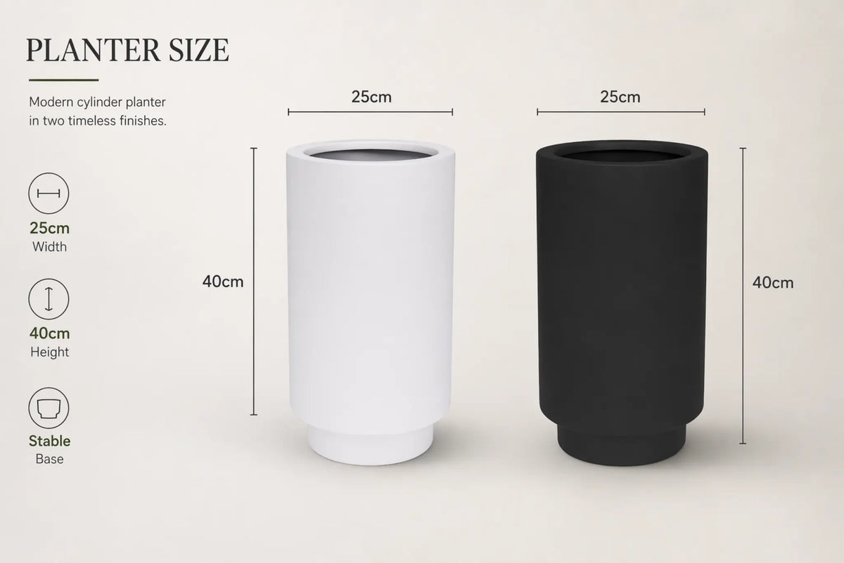Luxury Cylinder Planter 40cm Matt White Premium Pot Range