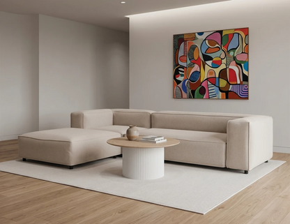 Nolia Modular Sofa - 3 Seater with Ottoman - Beige