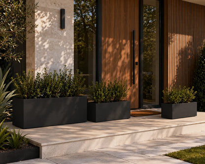 Luxury Rectangular Trough Planter Set of 3 | Matt Black | Premium Pot Range