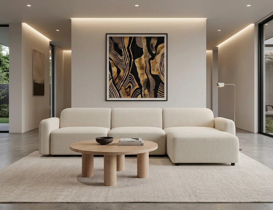 Atticus Modular Sofa - 3 Seater with Ottoman - Ivory Cream
