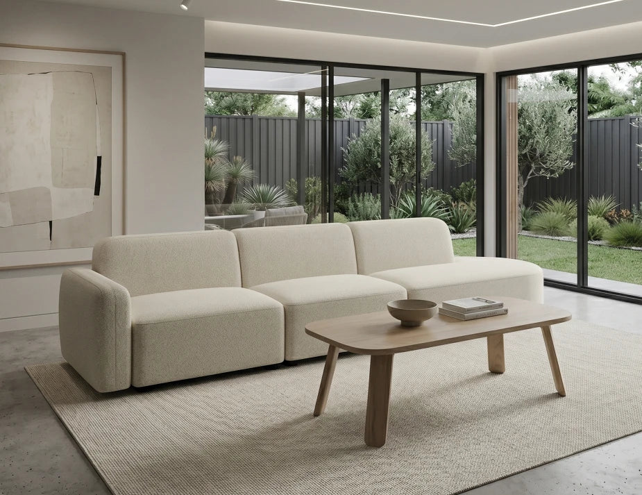 Atticus Modular Sofa - Config H or I Curved Open End - Ivory Cream