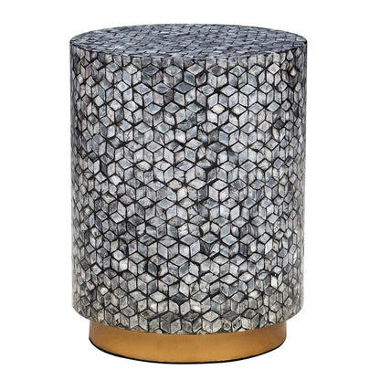 Neve Round Silver Shell Side Table Stool 45cm