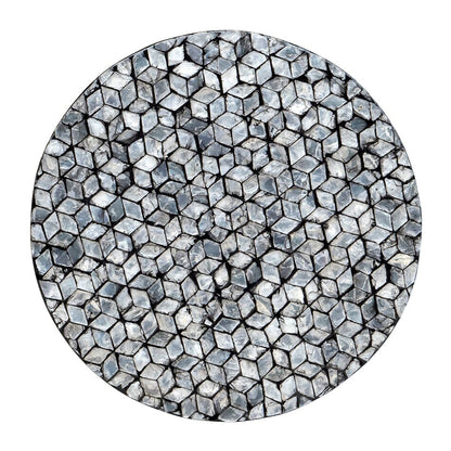 Neve Round Silver Shell Side Table Stool 45cm