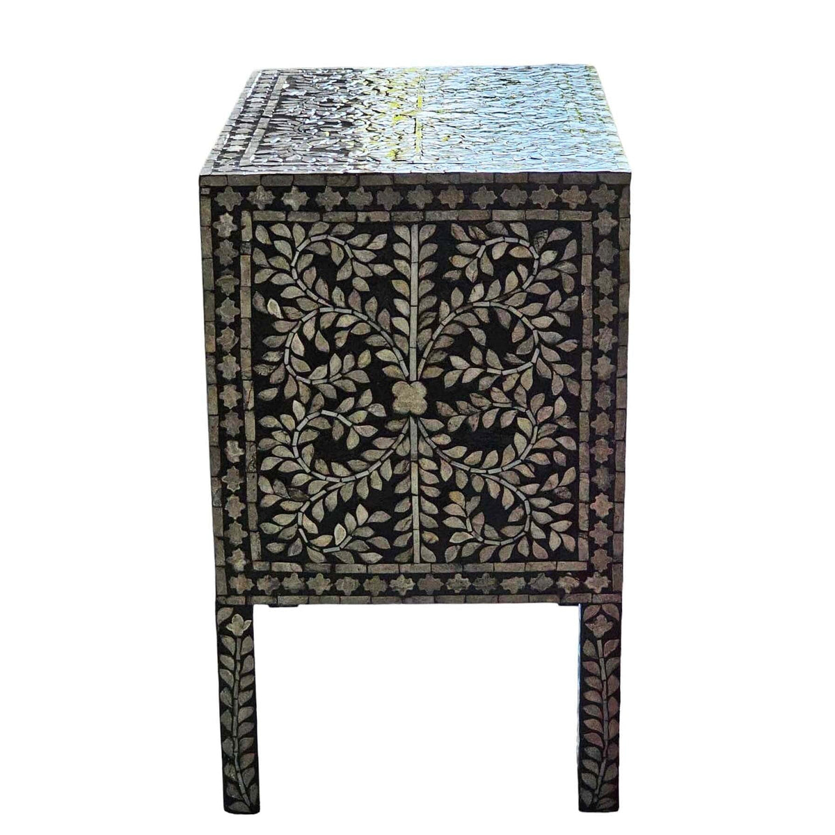 Noelani Black Mother of Pearl Bedside Table 50cm