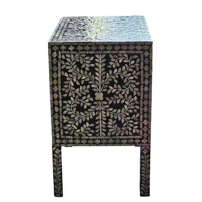 Noelani Black Mother of Pearl Bedside Table 50cm