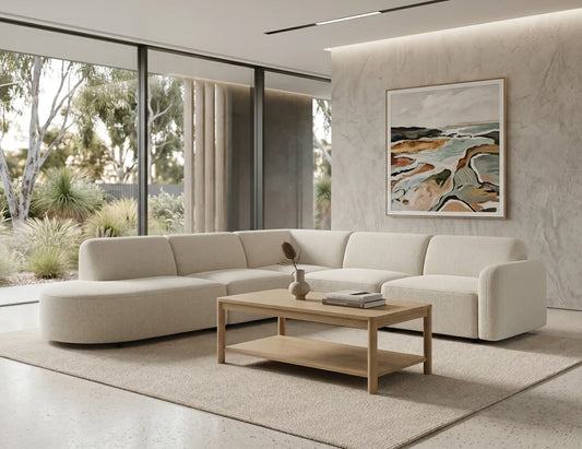 Atticus Modular Sofa - Config J or K Curved Open End - Ivory Cream