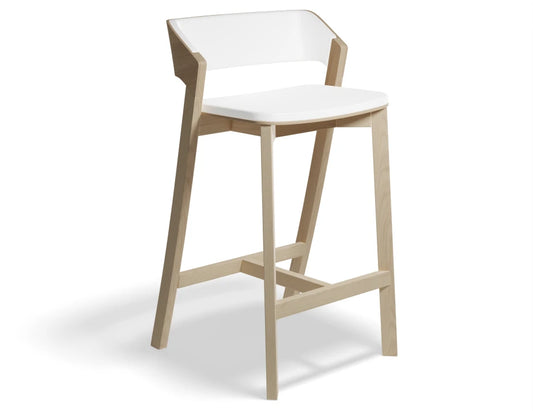 Merano Stool - Natural Oak - White Pad - by TON