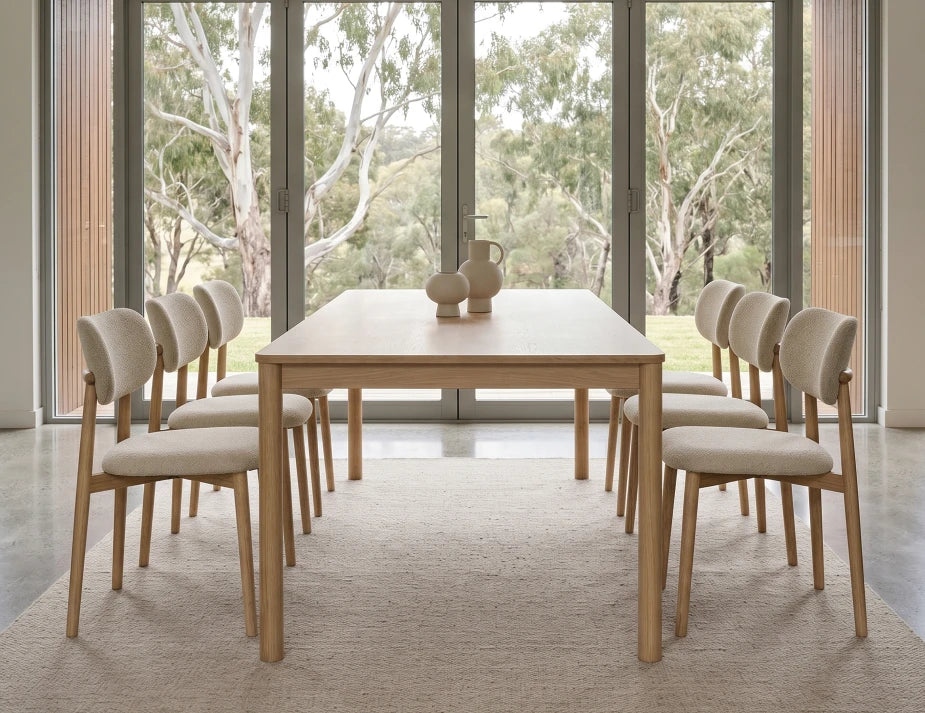 Oskar Dining Chair - Natural - Ivory Cream Fabric