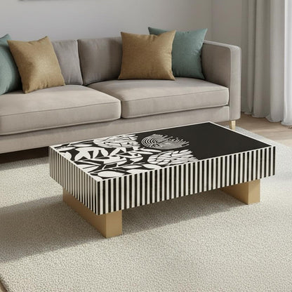 Odalys Black and White Mother of Pearl Coffee Table 130cm