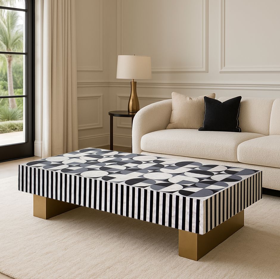 Ondine Geometric Mother of Pearl Coffee Table 130cm